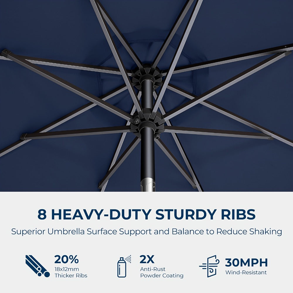 10-Foot Heavy-Duty Patio Umbrella with LED Lighting, Outdoor Table Umbrella detail image - detail view 15
