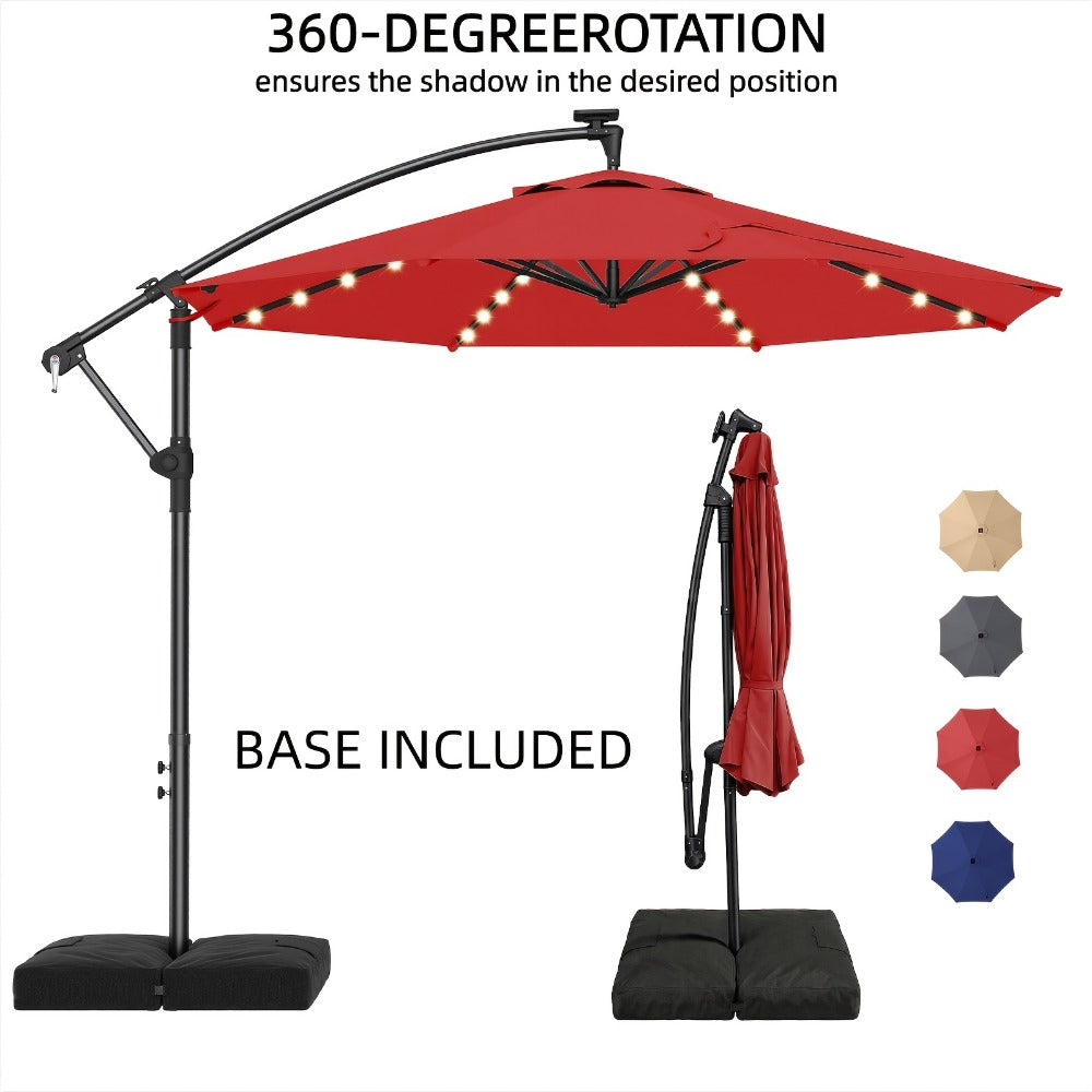 10-Foot Offset Patio Umbrella with LED Lighting and UV Protection detail image - detail view 3