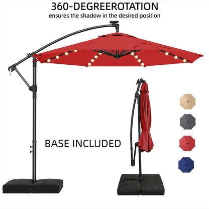10-Foot Offset Patio Umbrella with LED Lighting and UV Protection detail image - detail view 3