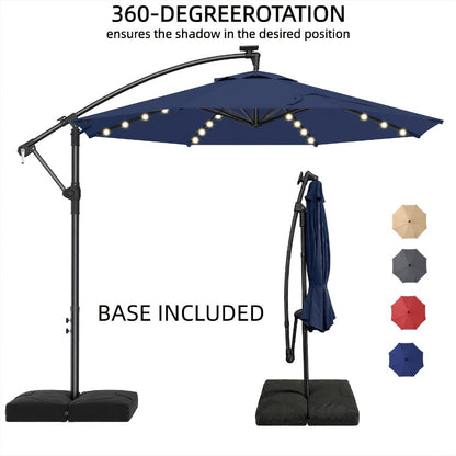 10-Foot Offset Patio Umbrella with LED Lighting and UV Protection detail image - detail view 5