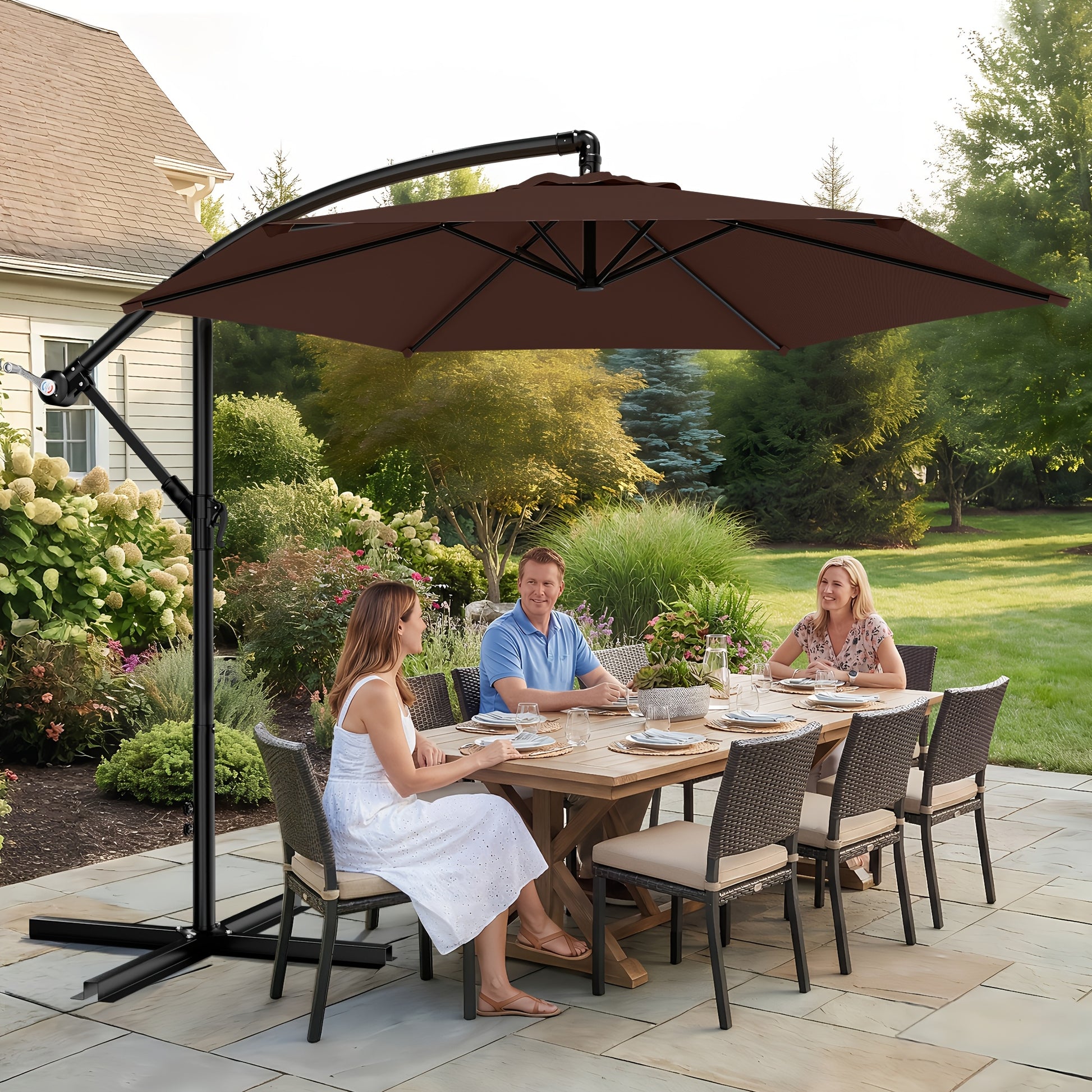 Patio Umbrella shown in the Brown, 10ft option