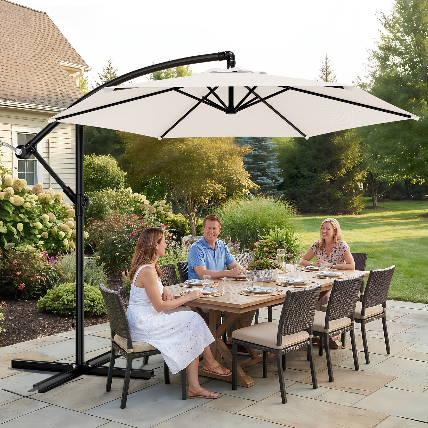 Patio Umbrella shown in the Cream White, 10ft option