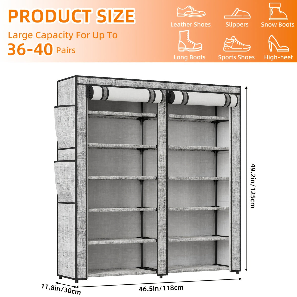 Shoe Rack shown in the 2 row 6 Tier option