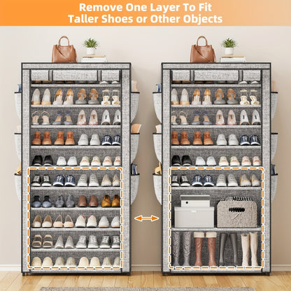 10-Tier Freestanding Shoe Rack with Dustproof Cover and Large-Capacity Storage detail image