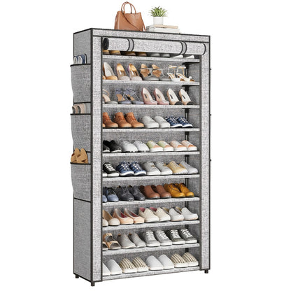 10-Tier Freestanding Shoe Rack with Dustproof Cover and Large-Capacity Storage detail image - detail view 5