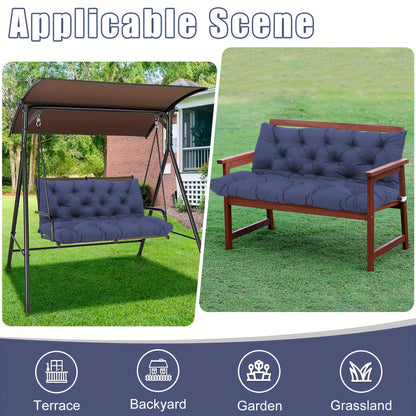 Premium 5" Thick Waterproof Outdoor Swing Cushions Sturdy Durable 2-3 Seat Replacement Porch Swing Cushions with Backrest And Ties Bench Cushion for Outdoor Furniture Backyard Patio