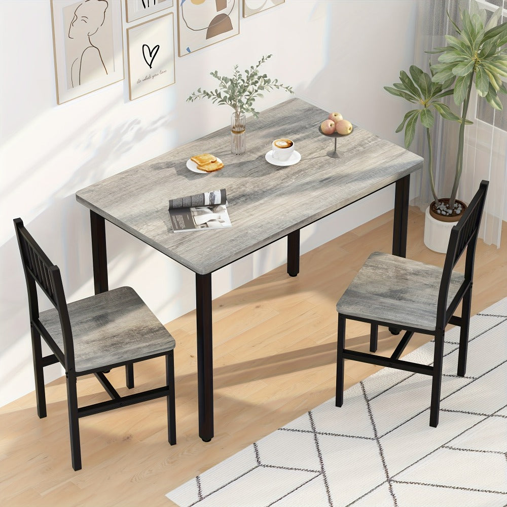 3-Piece Small Space Dining Table & Chair Set with Ladder Back Chairs – Compact Kitchen Table Set for Living Room, Bedroom & Apartment