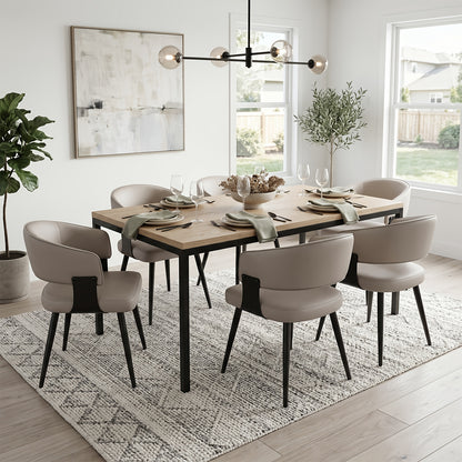 Modern Dining Chairs Set Of 2, Faux Leather Upholstered Kitchen Chairs With Curved Back And Metal Legs, Mid Century Chairs For Dining Room, Kitchen