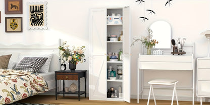 Metal Storage Cabinet, Metal Kitchen Pantry Cabinet, Food Pantry Storage Cabinets With Doors And Shelves, Large Steel Storage Cabient For Dinning Room, Laundry Room, White/Black