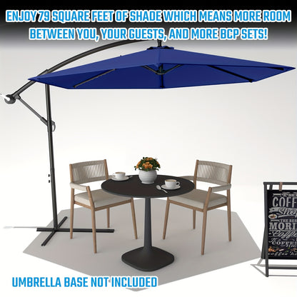[UV Resistant Umbrella] Gunji 10ft Large Outdoor Patio Umbrella Market Table Umbrella-UV Resistant, Easy Push Button Tilt And Crank, 8 Sturdy Fiberglass Ribs Heavy-Duty Pool Umbrella for Deck, Backyard, Garden, Yard