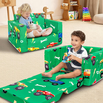 2-In-1 Kids Sofa, Fold-Out Soft Chair for Boys And Girls, Convertible Couch to Lounger, Ideal for Reading, Playing, And Living Room Decor