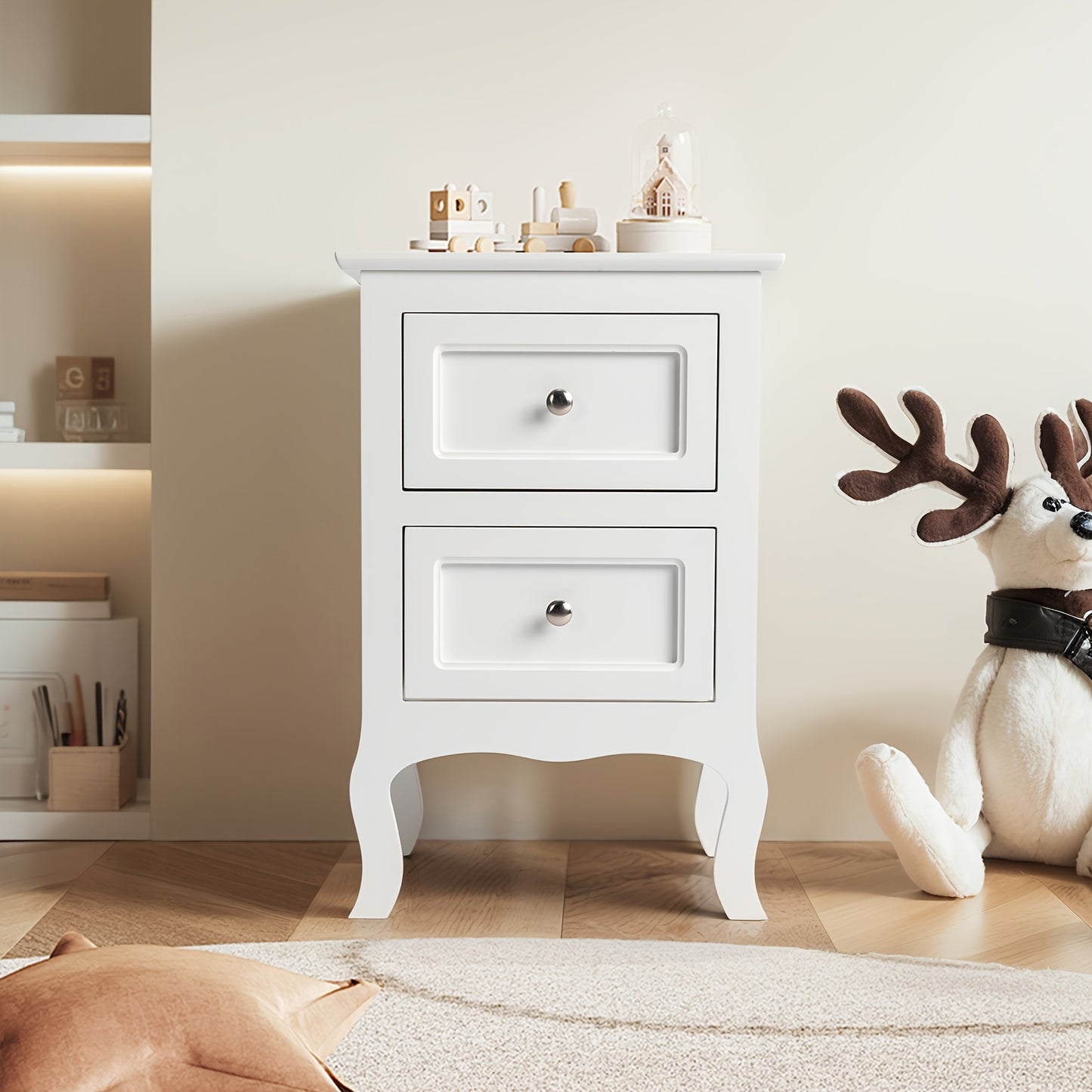 LEADZM 2pcs Country Style Nightstand, Wood Nightstands With 2 Drawers, Bed Side Table/ Night Stand For Bedroom, College Dorm, Living Room