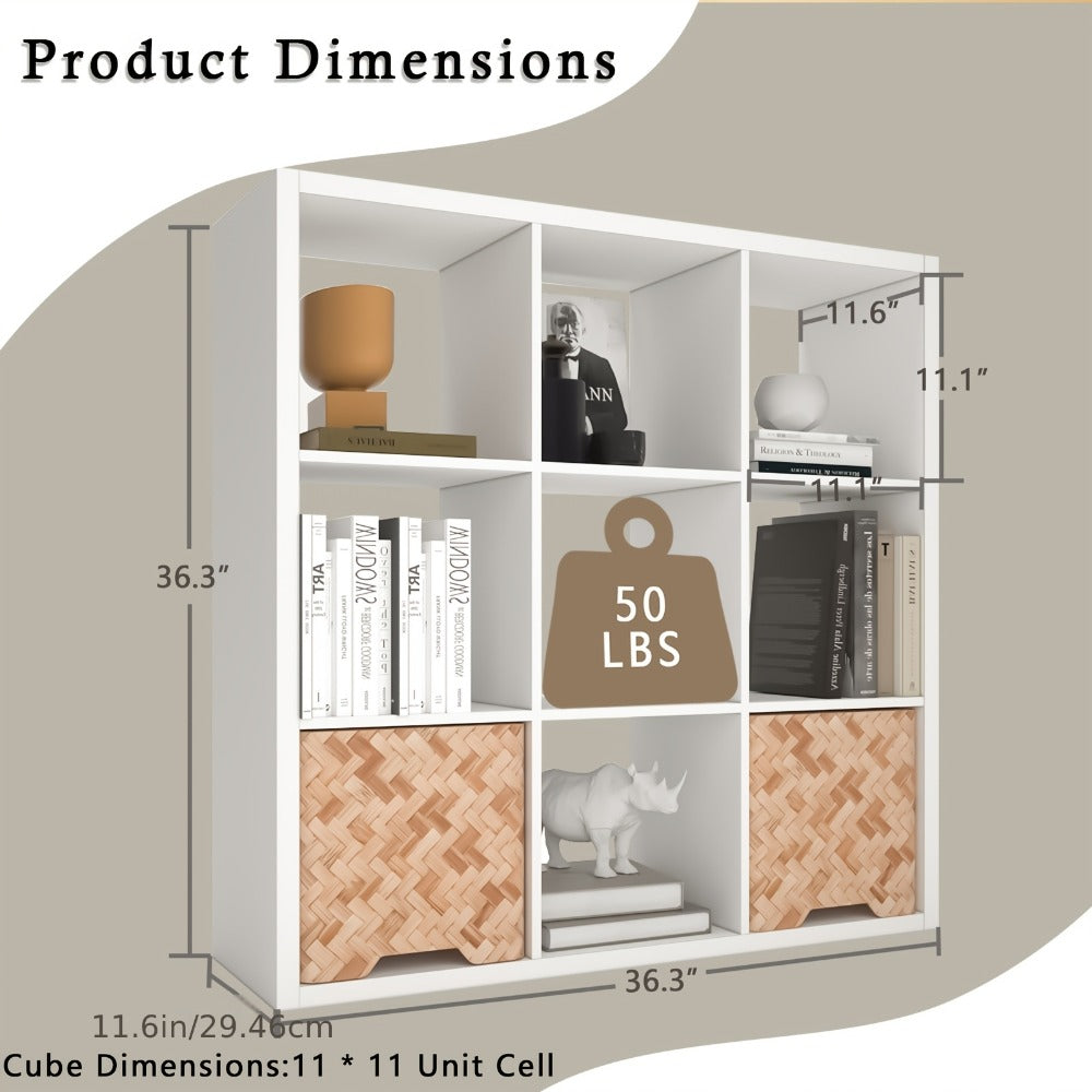 Cube Storage Bookshelf 2 3 4 6 8 9 Cube Open Display Cabinet Thick Frame Floor Standing Bookcase with Anti-Tip Kit for Living Room Bedroom Study, 4 Colors