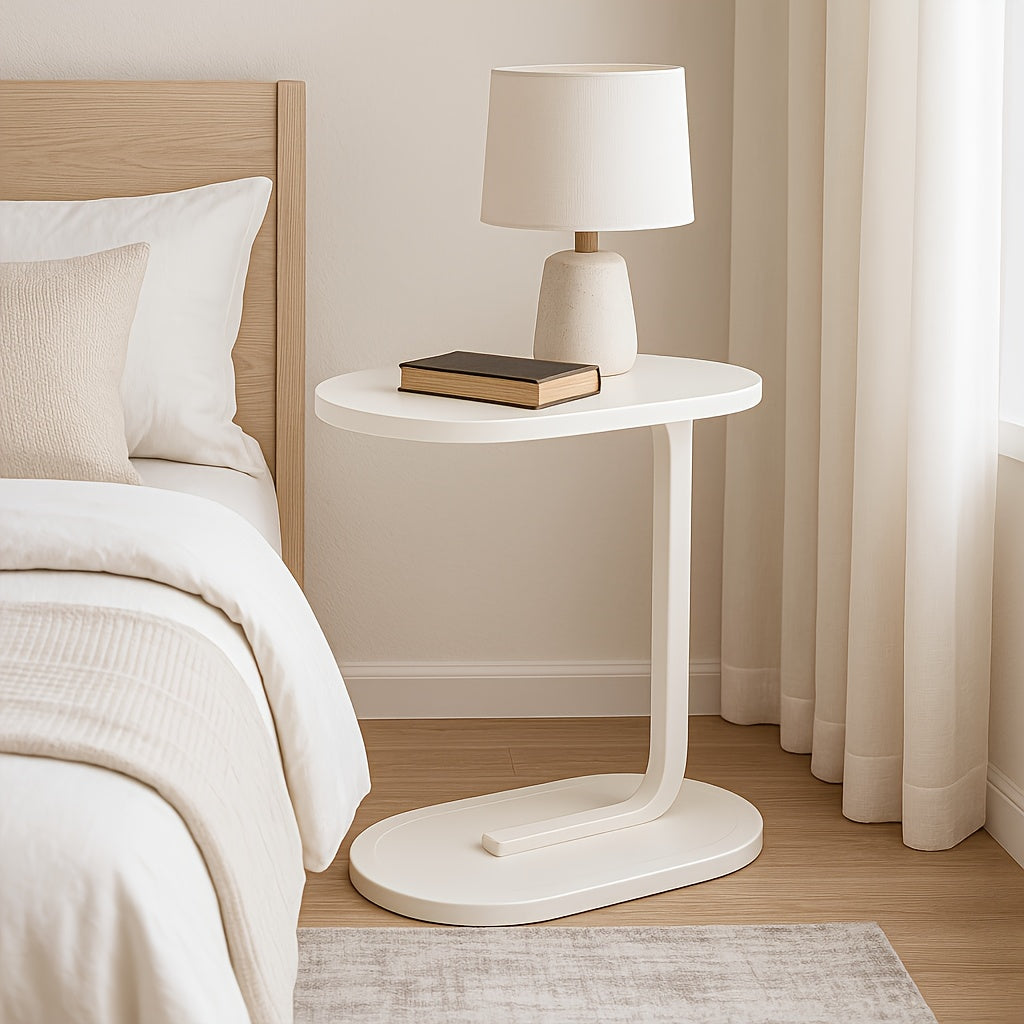 Mall C-shaped Side Table, Round Bedside Sofa End Table, TV Tray Table, Simple Bedside Table, Narrow Side Table In Living Room, Bedroom, Office, Easy to Install, Good Things At Home