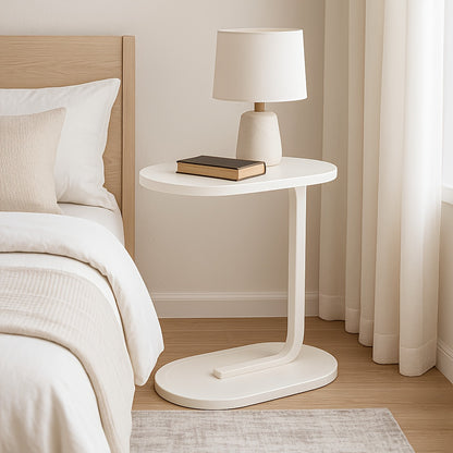 Mall C-shaped Side Table, Round Bedside Sofa End Table, TV Tray Table, Simple Bedside Table, Narrow Side Table In Living Room, Bedroom, Office, Easy to Install, Good Things At Home