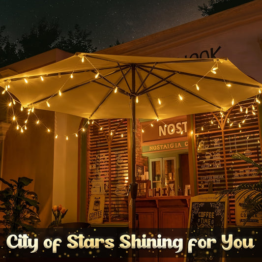 1pc, 116 LED Patio Umbrella Light With Remote Control, Brightness Adjustable, Timed Light With Remote Control, Battery-Powered, Brightness Pole Cordless Lights For 8 Lighting Modes, For Tent Camping Outdoor Garden Beach Party Holiday Christmas Decor