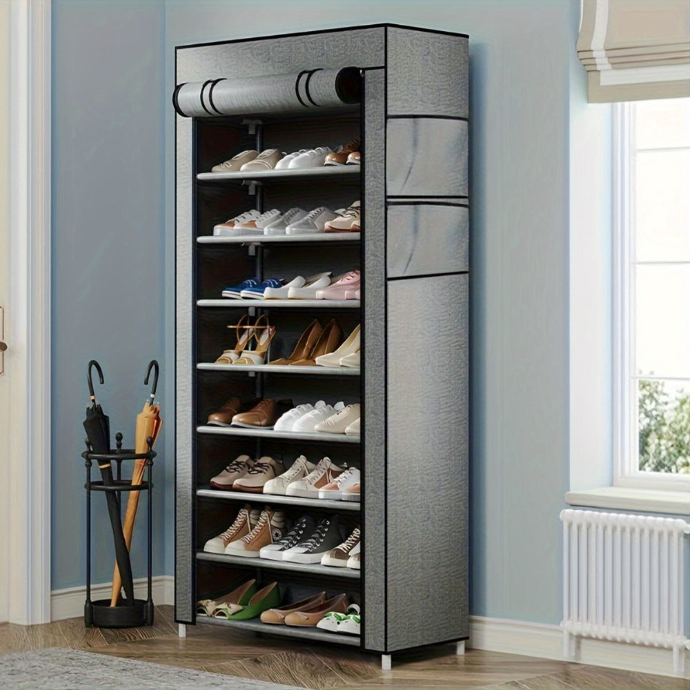 Large Shoe Rack Organizer 27-35 Pairs Multi-Layer Storage with Non-Woven Cover & Metal Frame, Space-Saving Shoe Cabinet for Entryway Bedroom Living Room Closet, Gray 5 Layers