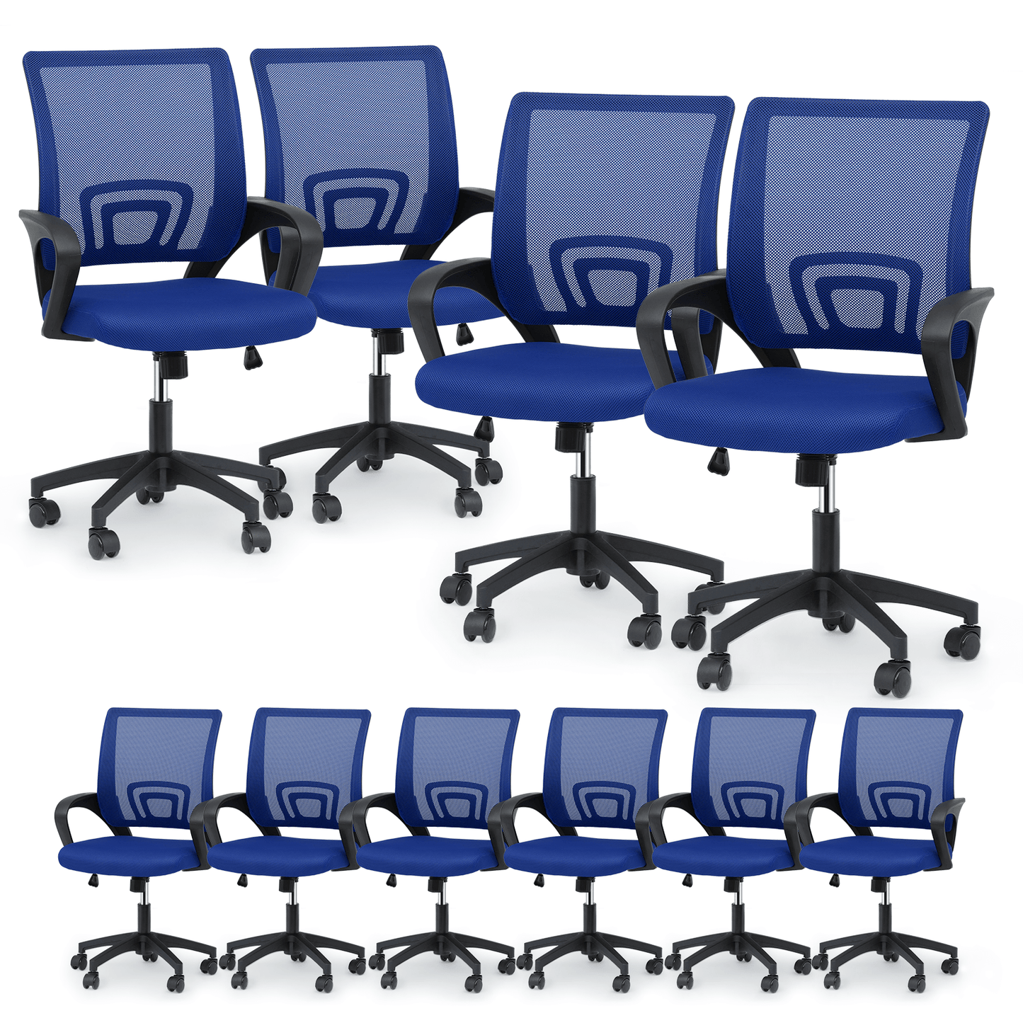 Mesh Office Home Chair, Mid Back Ergonomic Rolling Swivel Chair with Padded Seat and Armrest