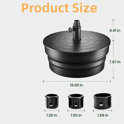 [Durable Round Umbrella Base] Durable Fillable Round Patio Umbrella Base, Free-Standing Patio Umbrella Round Base for Outdoor, Lawn, Backyard, Garden