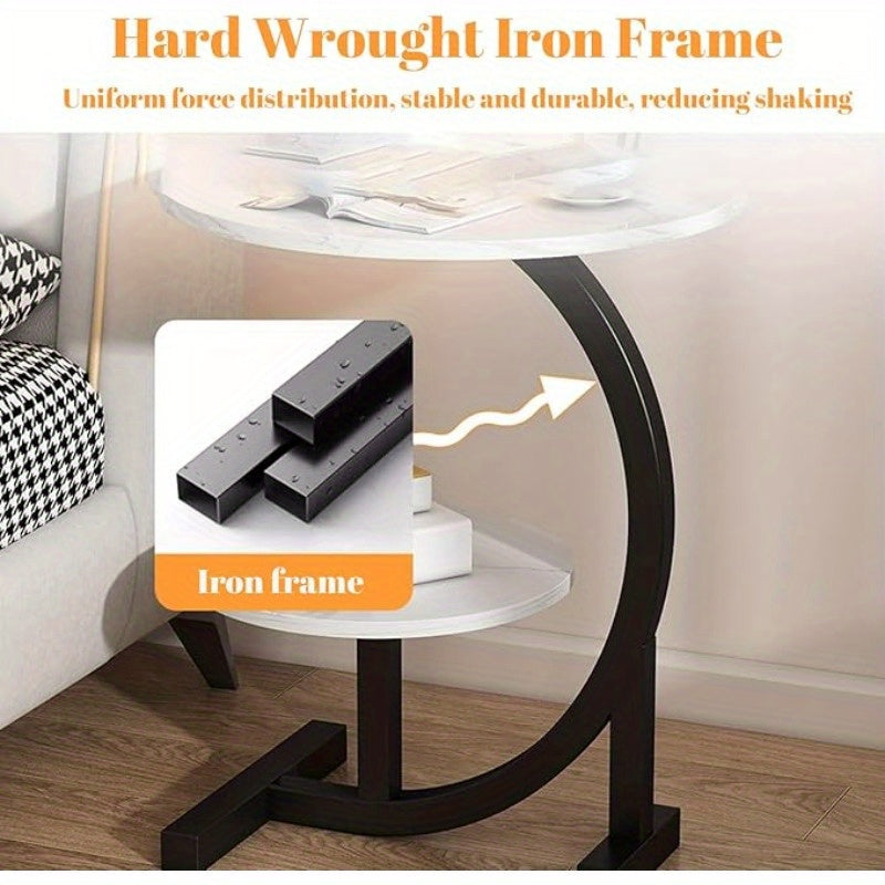 Exuding a Sense of Luxury! This Modern Light-luxury Wrought Iron Side Table Features Delicate Lines That Outline Minimalist Aesthetics. It Combines the Functions of a Sofa Side Cabinet and a Coffee Table, Making It Suitable for Both Bedrooms