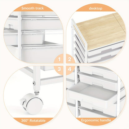 12-Drawer Rolling Storage Cart with Locking Wheels and 360° Swivel detail image - detail view 6