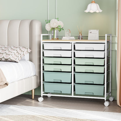 12-Drawer Rolling Storage Cart with Locking Wheels and 360° Swivel detail image - detail view 8