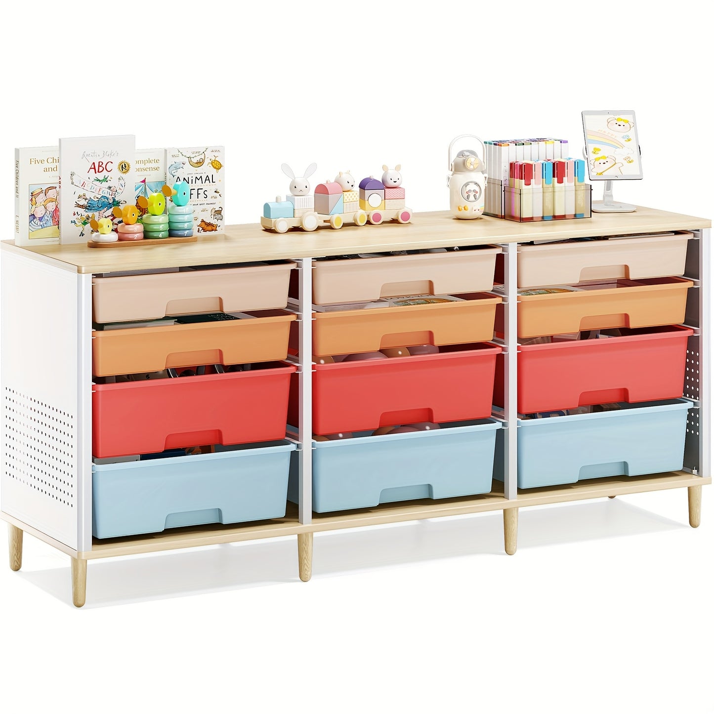 Storage Cabinet shown in the Rainbow option