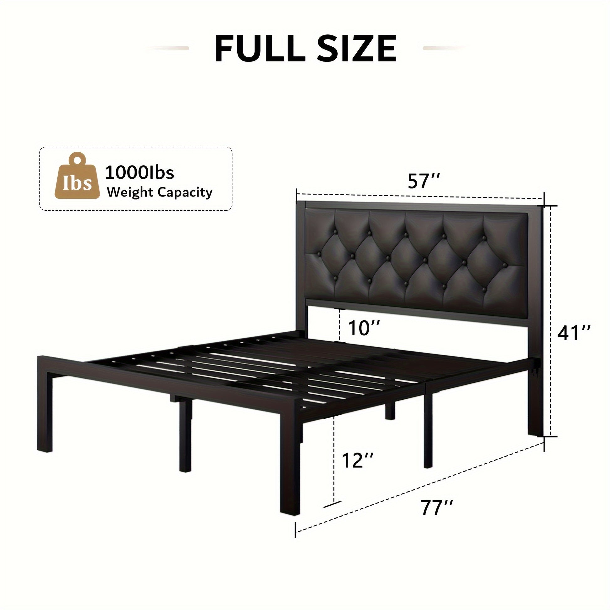 Bed Frame shown in the Black, Full option