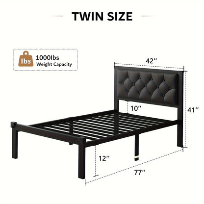 Bed Frame shown in the Black, Twin option
