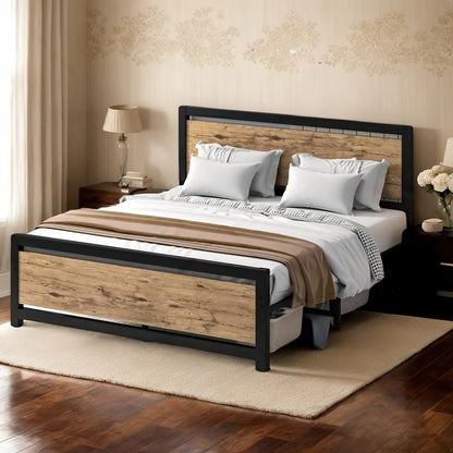 12-Inch Wood Bed Frame with No Box Spring Needed, Mattress Support Frame for Bedroom detail image - detail view 12