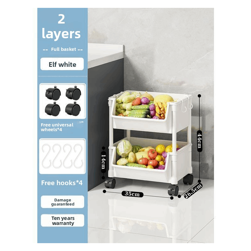 Rolling Cart Organizer, Kitchen Storage Shelf with Lockable Wheels, for Living Room Office Bathroom Garage Narrow Spaces