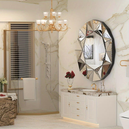 Hasipu Bathroom Wall Mirrors, 32 Inch Round Mirror Wall Decor, Beveled Edge Frameless Wall Mount Round Mirror for Living Room, Bathroom, Home