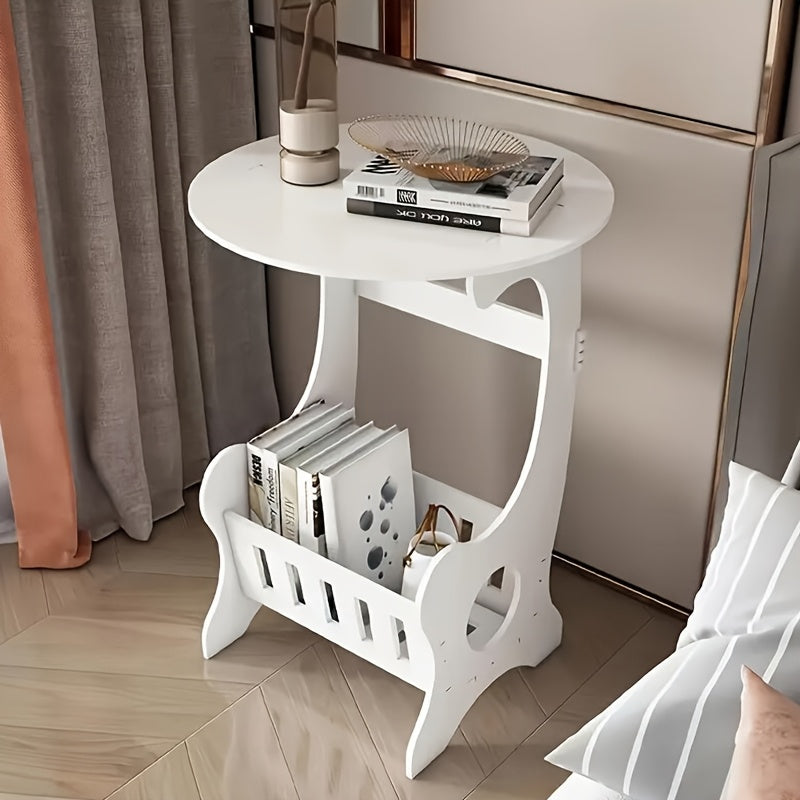 1 New Modern Minimalist Multifunctional Nightstand for Books And Magazines, Snacks, Innovative Mini Round Nightstand, Coffee Table, Sturdy Plastic Furniture for Living Room - Ideal for Small Apartments, Practical Storage Shelves