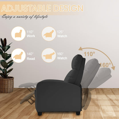 Recliner Chair for Living Room Recliner Sofa Breathable Padded PU Leather Massage Single Sofa Recliners for Small Recliner Chair with Footrest Home Theater Seating Bedroom