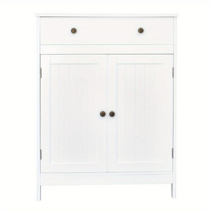Double Doors Bathroom Cabinet with Drawer - Freestanding -Standing Storage Unit, Wood Doors & Metal Frame, Modern Suitable for Bath/Shower/Small Spaces, Space-Saving with Door and Drawer