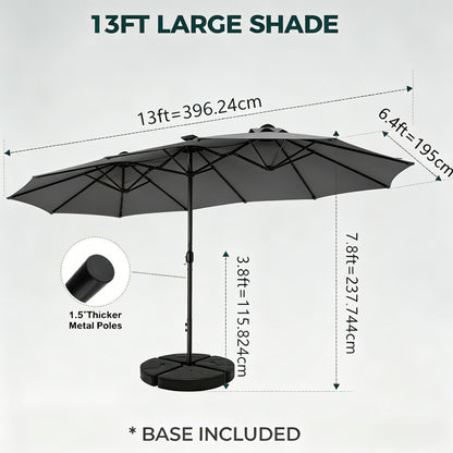 13-Foot Solar LED Patio Umbrella with LED Lighting, Outdoor Market Umbrella detail image - detail view 4