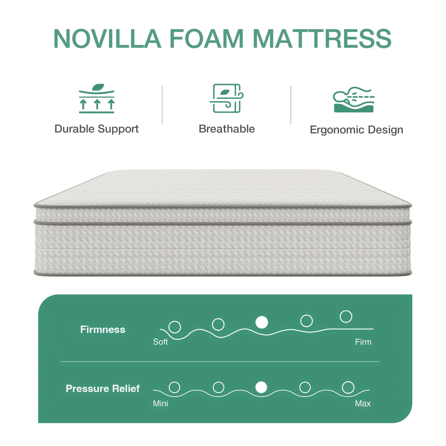[Hybrid Foam Mattress] Novilla 6 Inch 8 Inch Hybrid Foam Mattress, SmartS Coil, Pillow Top Design And Motion Isolation