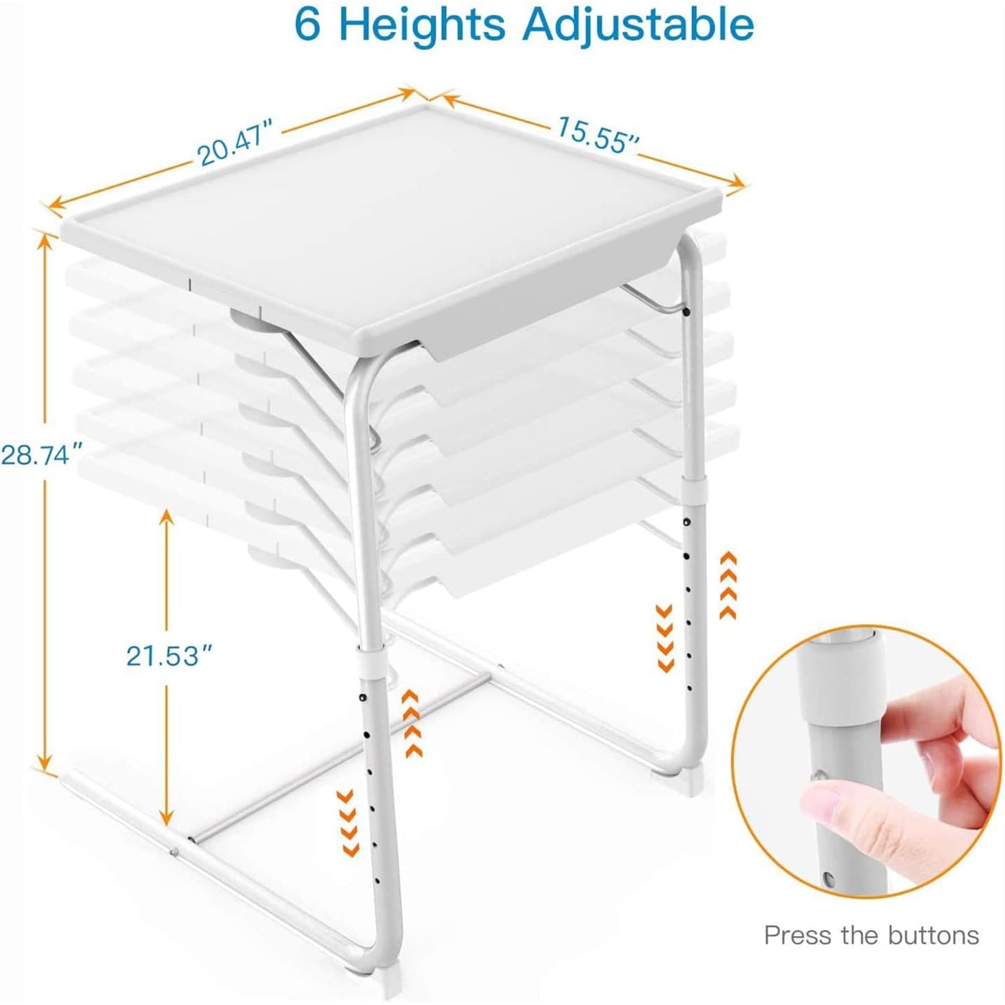 1/2/3 Packs Adjustable Foldable Desk - Folding Tray with 6 Height & 3 Tilt Angle Settings, Perfect for Restaurant
