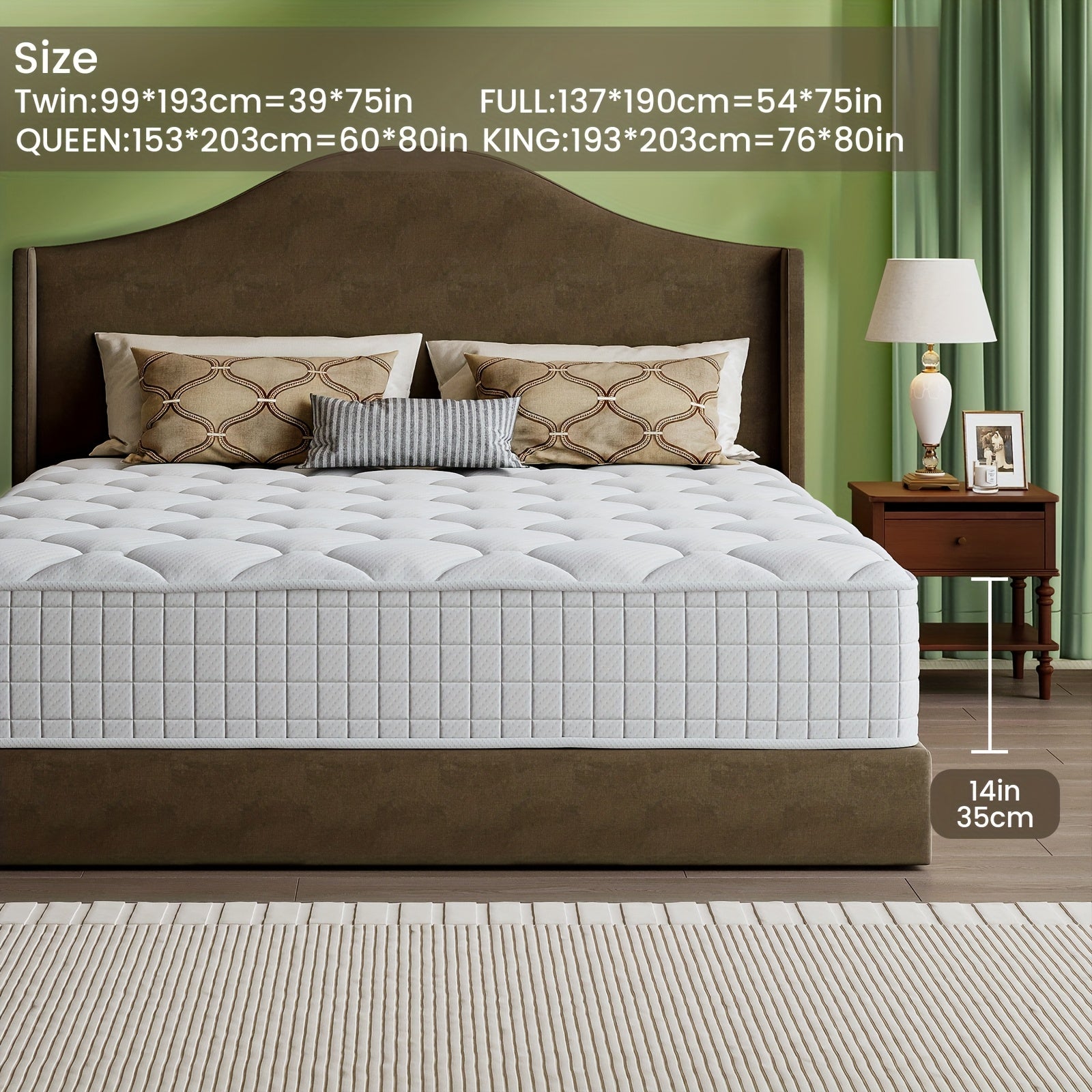 Mattress shown in the Twin, 14 Inches option