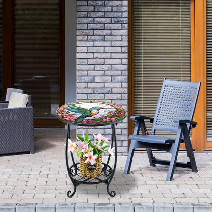 14-Inch Round Mosaic Side Table for Work, Display, and Everyday Use in Living Room detail image - detail view 3