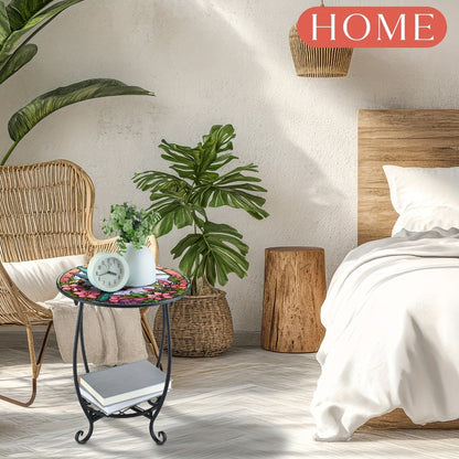 14-Inch Round Mosaic Side Table for Work, Display, and Everyday Use in Living Room detail image - detail view 4