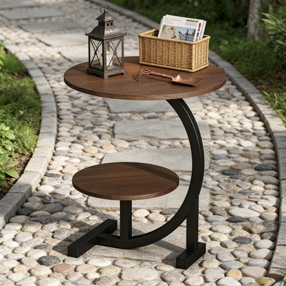 14-Inch Round Outdoor Side Table with Solid Wood Construction detail image - detail view 10