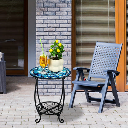 14-Inch Round Outdoor Side Table with Waterproof Protection for Patio detail image - detail view 3