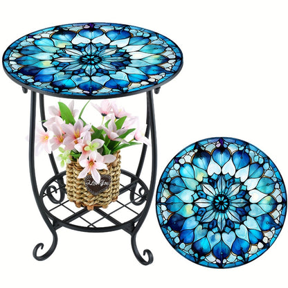 14-Inch Round Outdoor Side Table with Waterproof Protection for Patio detail image - detail view 7
