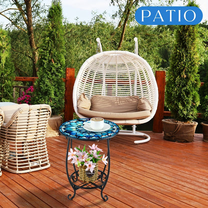14-Inch Round Outdoor Side Table with Waterproof Protection for Patio detail image - detail view 9