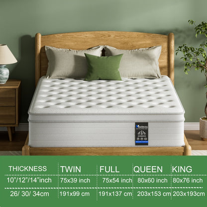 14-Inch Twin Mattress with Pocket Springs and Memory Foam for Bedroom detail image - detail view 3
