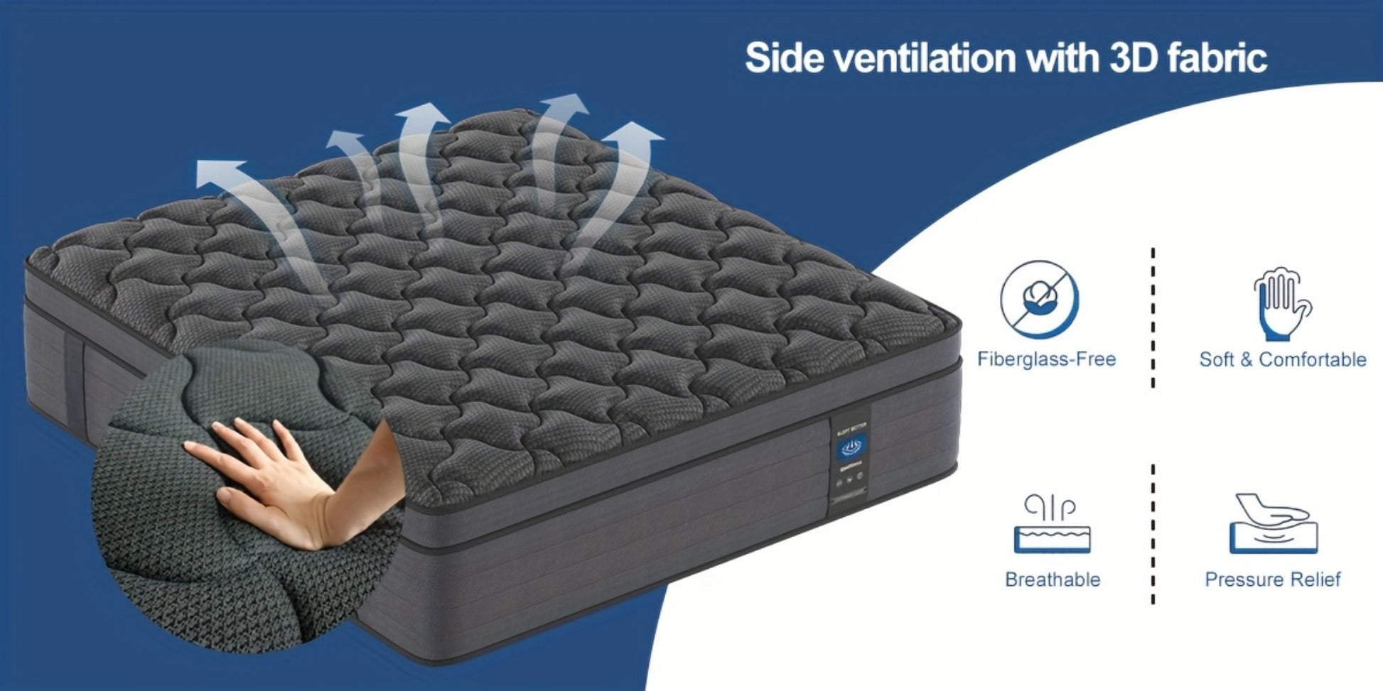 14-Inch Twin Mattress with Pocket Springs, Medium-Firm Bed Mattress for Bedroom detail image - detail view 15