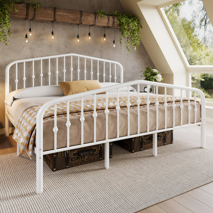 14-Inch Wrought Iron Platform Bed Frame with Headboard and Footboard detail image - detail view 7