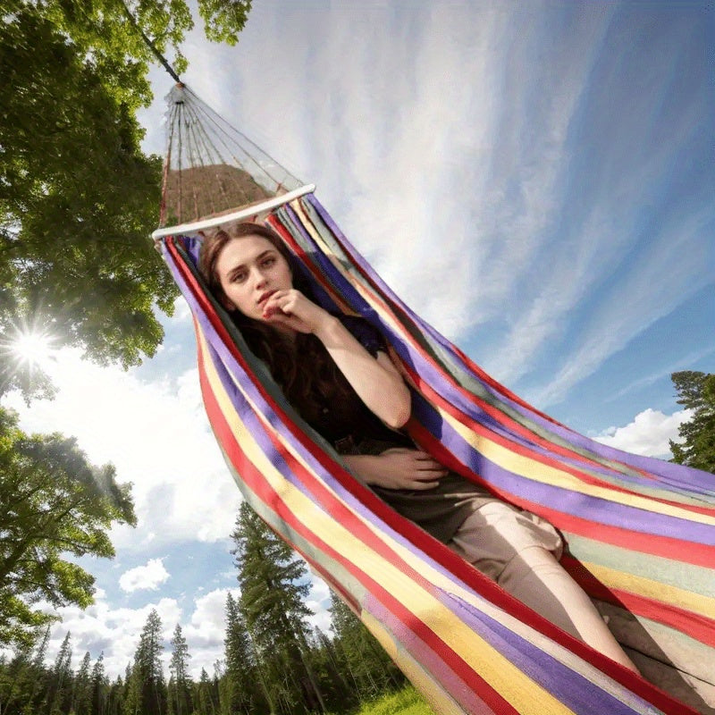 1 Portable Hammock - Anti-rollover Patent + Widened Load-bearing Fabric Surface, Turning Garden Camping Into A Comfortable Sleeping Bed In Seconds! Comes with A Handbag & High-strength Ropes, Say Goodbye to Complex Assembly, Suitable for All