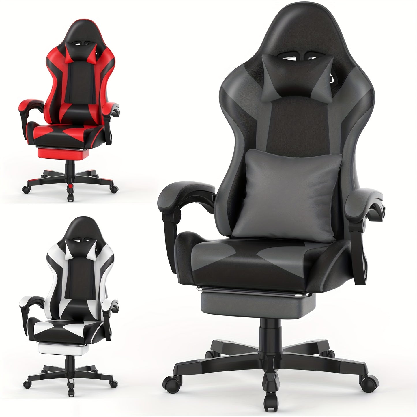 Velvet Fabric Gaming Chair, High Back Ergonomic Gamer Chair for Adult, Comfortable Video Game Chair with Footrest And Massage Lumbar Cushion